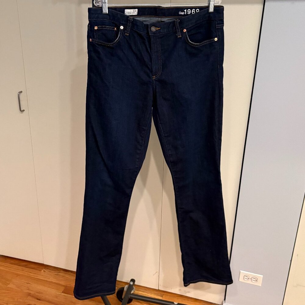 GAP 1969 Perfect Boot Cut Dark Wash Jeans Stretch High Rise Woman’s Sz 33L